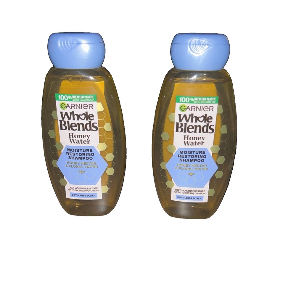 NEW 2 Garnier Whole Blends Honey Water Moisture Restoring Shampoo Set